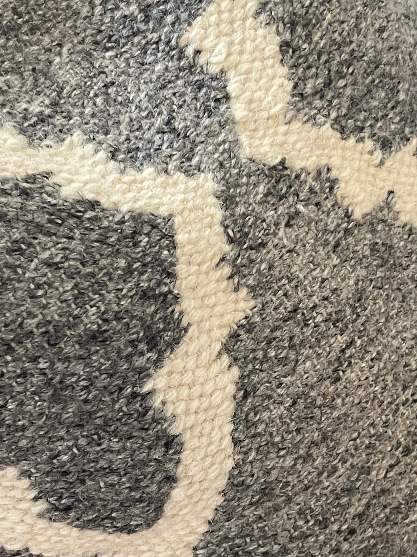 Grey wool pillow, hand looped vintage pillow