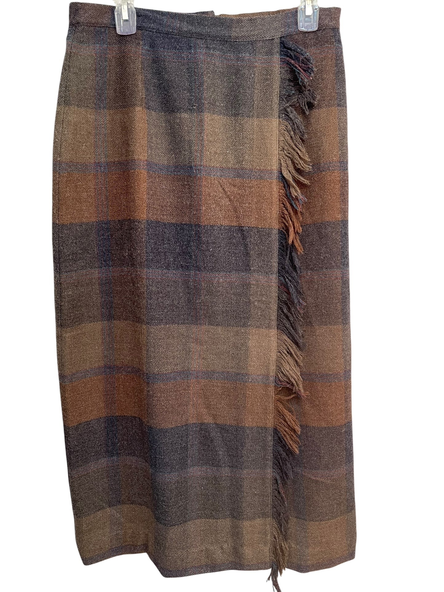 Wool wrap skirt, plaid fall wrap skirt