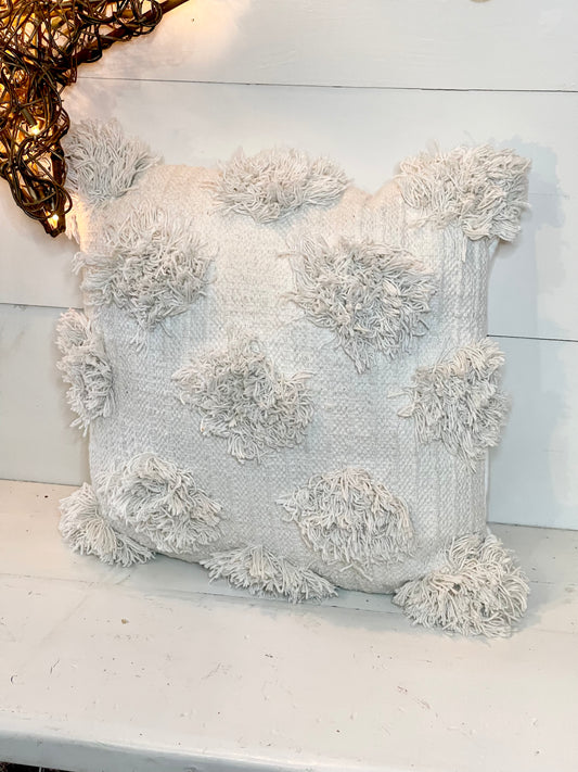 Boho chenille puff pillow,