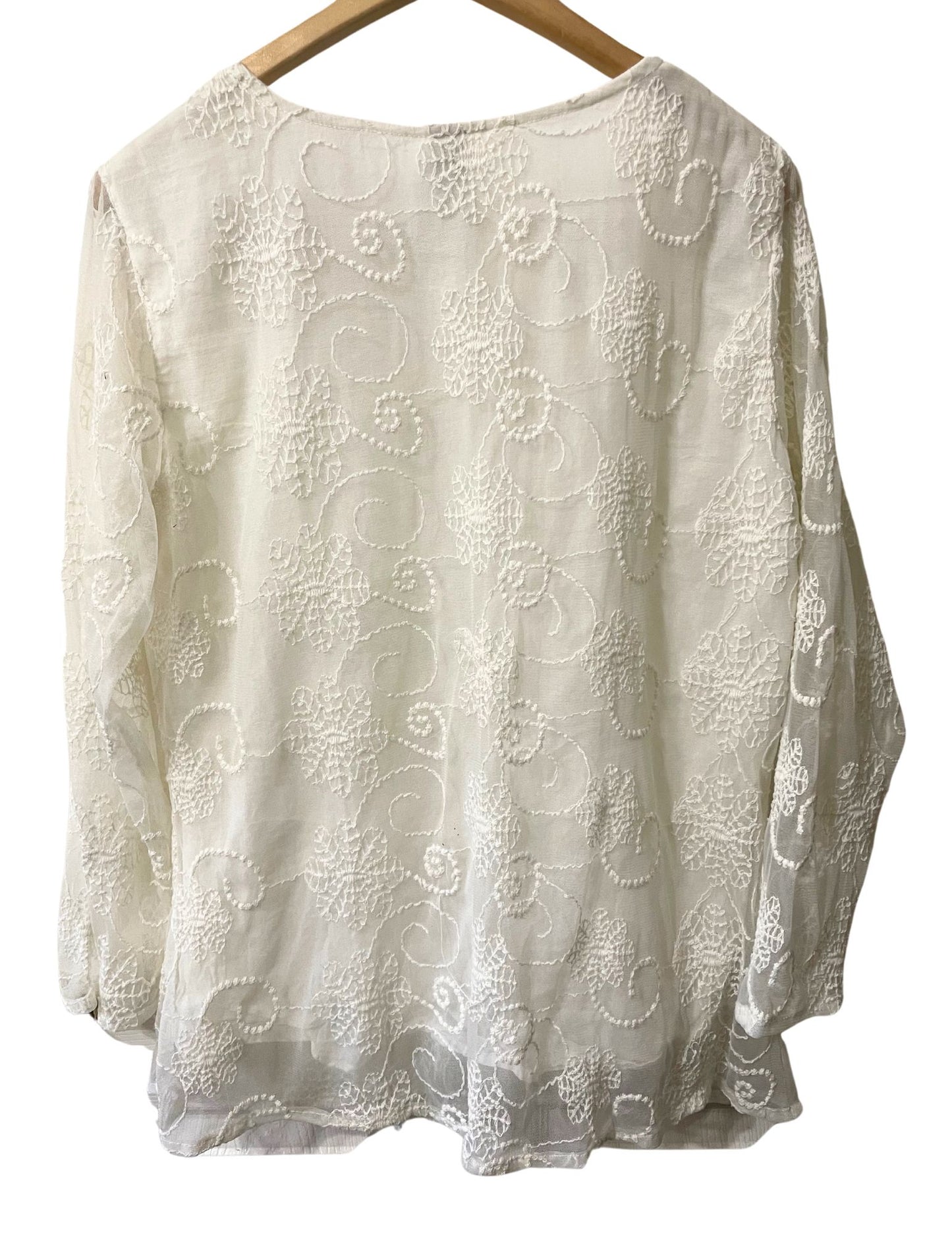 boho embroidered gauzy long sleeve shirt