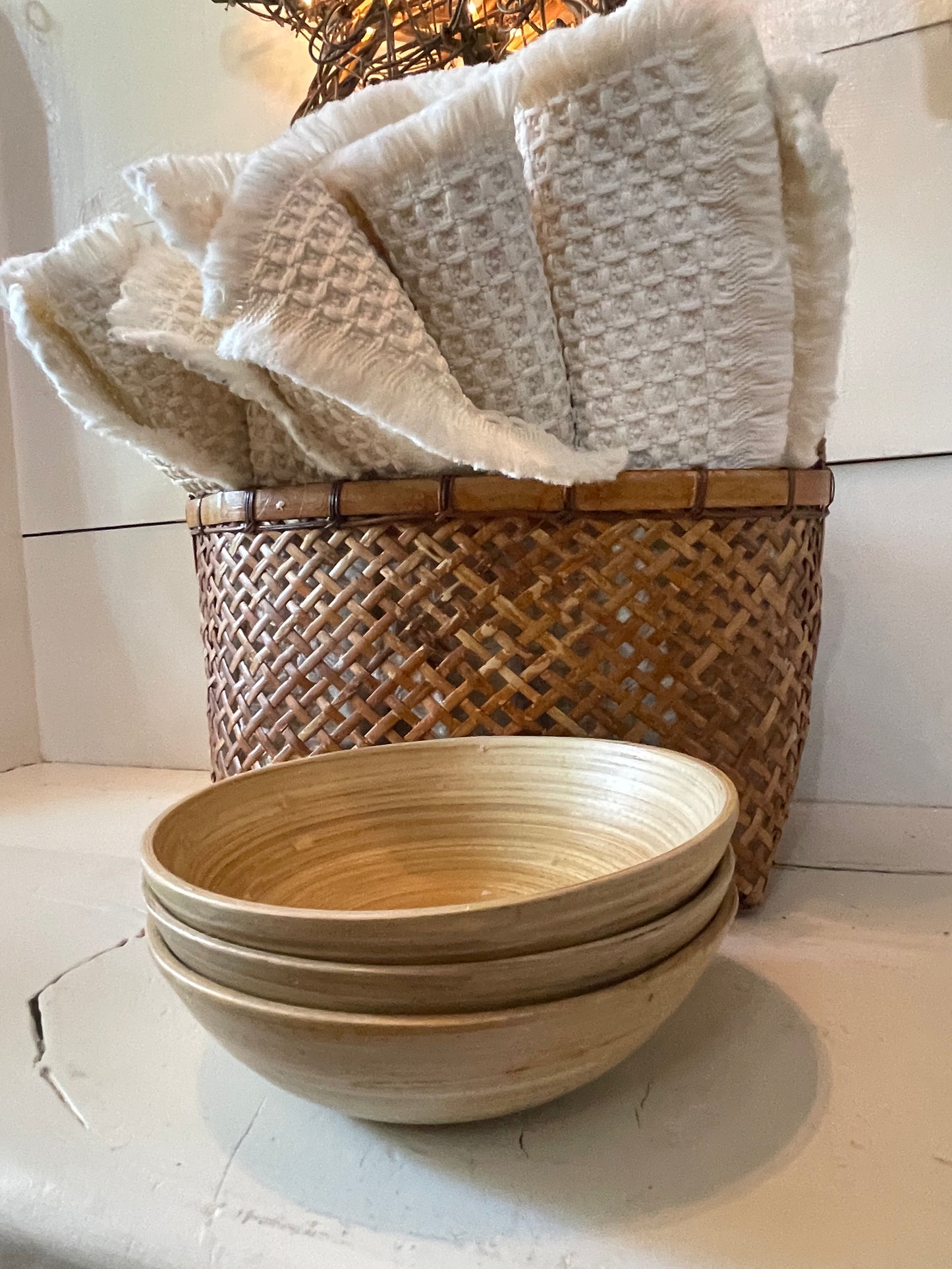 Bamboo serving bowls