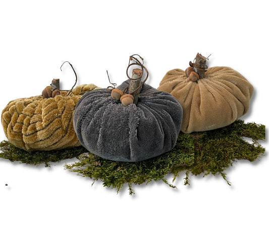 velvet pumpkins, fabric pumpkins