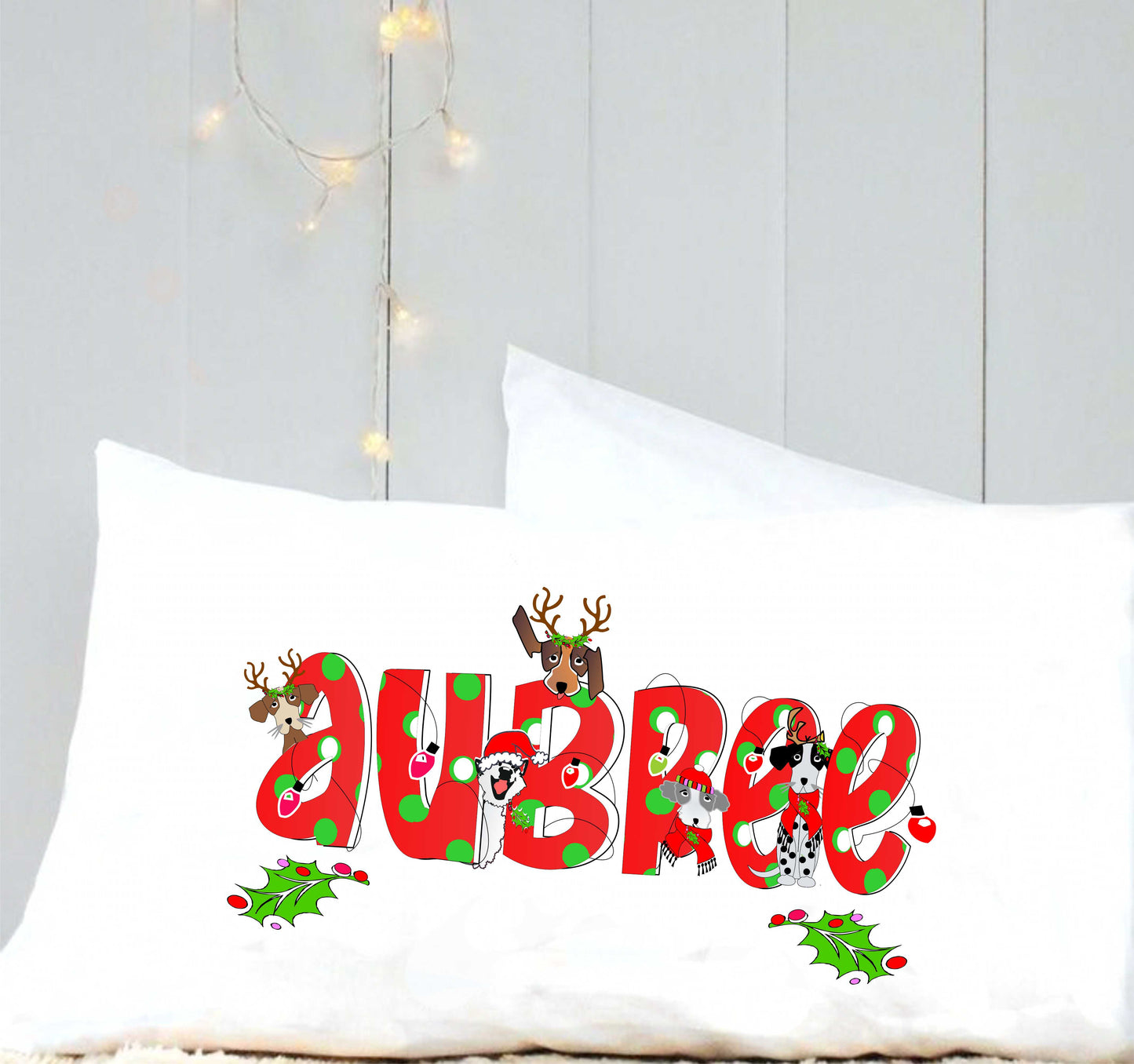 Christmas personalized pillow case, puppy pillow case