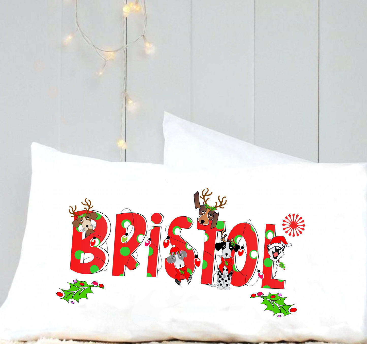 Christmas personalized pillow case, puppy pillow case