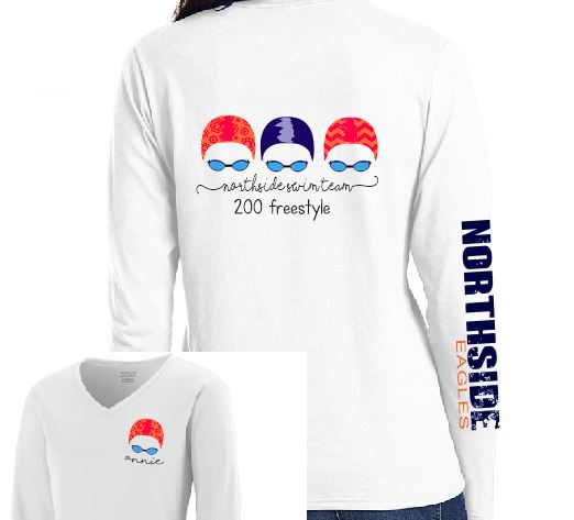 swim cap and googles long sleeve performance shirt