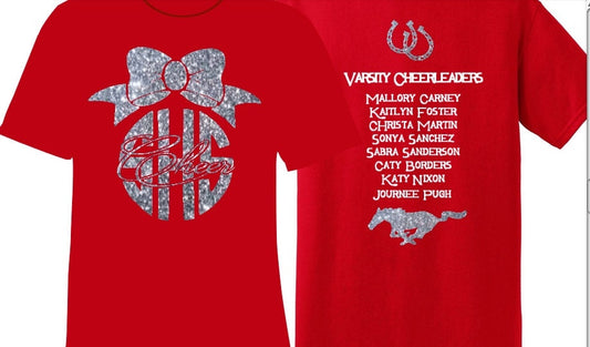 Customized Cheer shirt, SHS Mustangs team cheer shirt