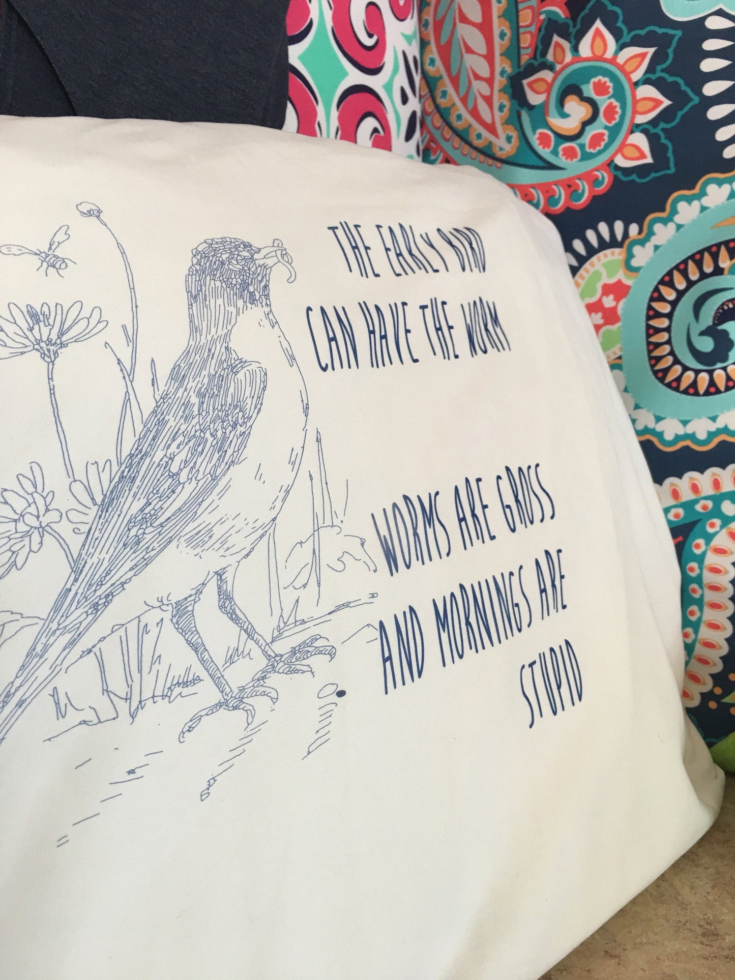 Early bird pillowcase, worms are stupid pillowcase