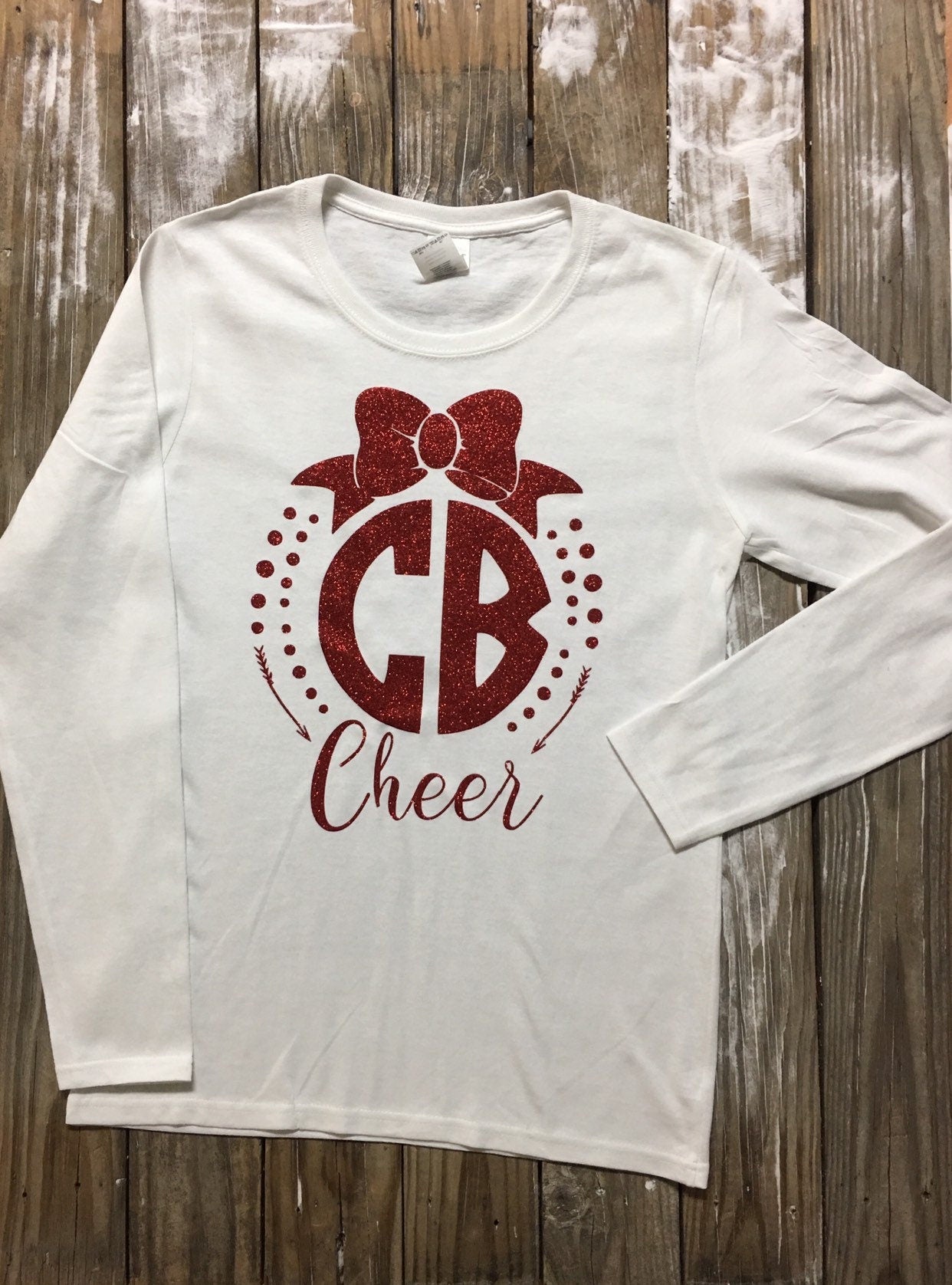 Customized Cheer shirt, Glitter ling sleeve cheer shirt