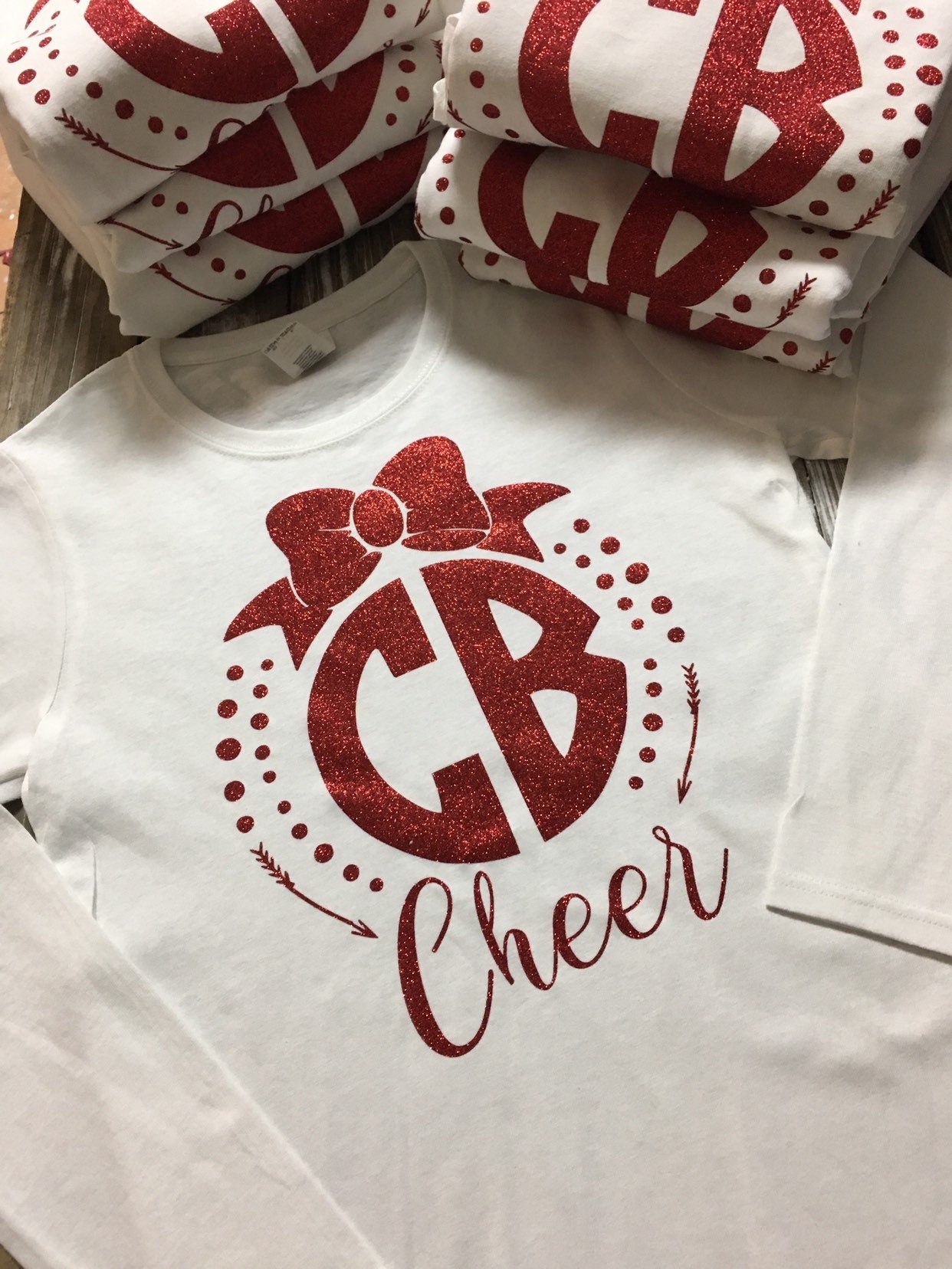 Customized Cheer shirt, Glitter ling sleeve cheer shirt