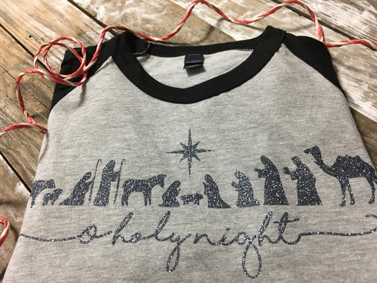 Christmas shirt, nativity scene shirt,  o holy night christmas shirt