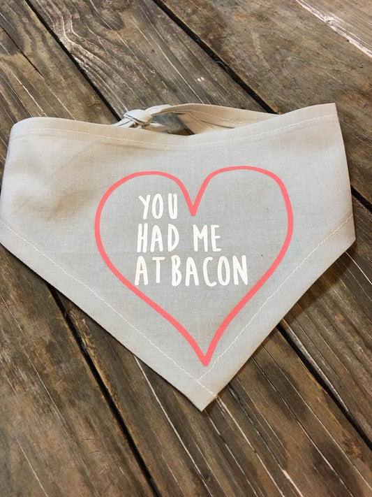 Valentines pet bandana, you had me at bacon
