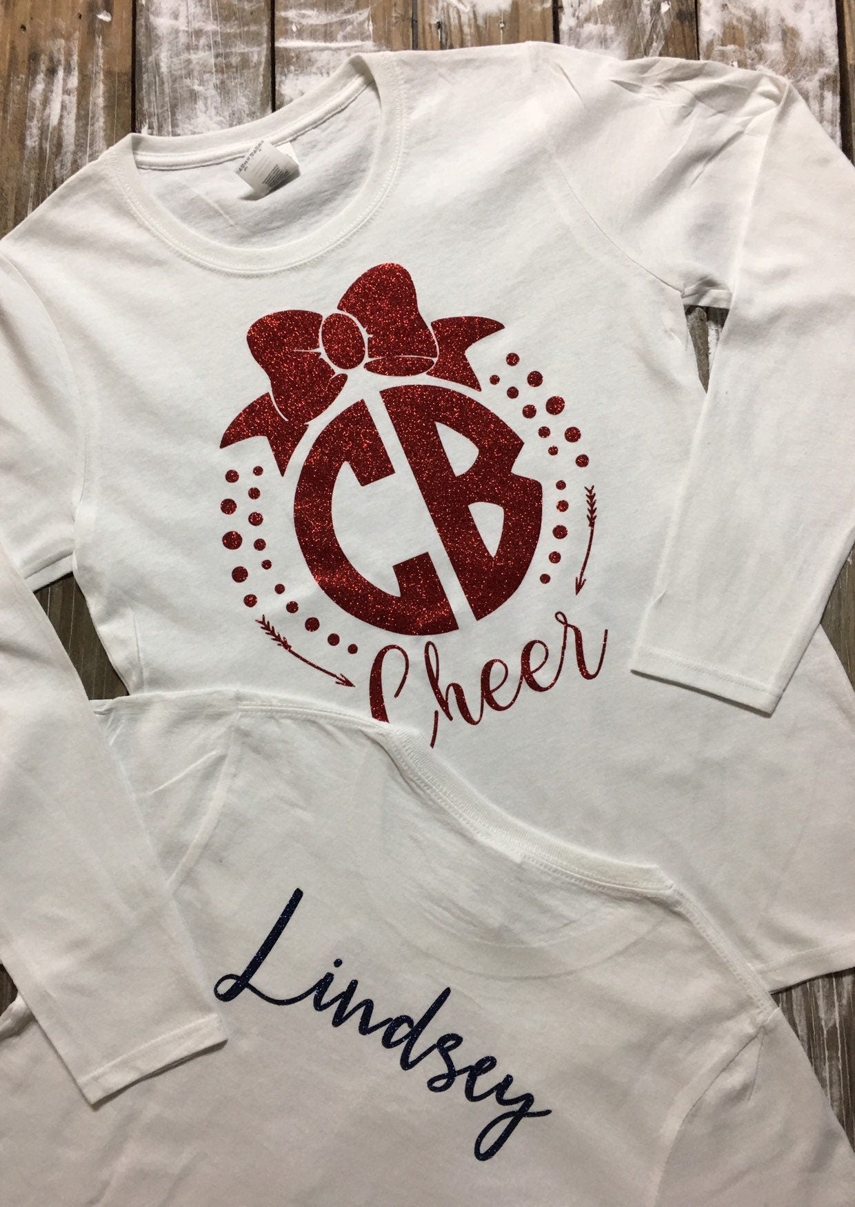 Customized Cheer shirt, Glitter ling sleeve cheer shirt