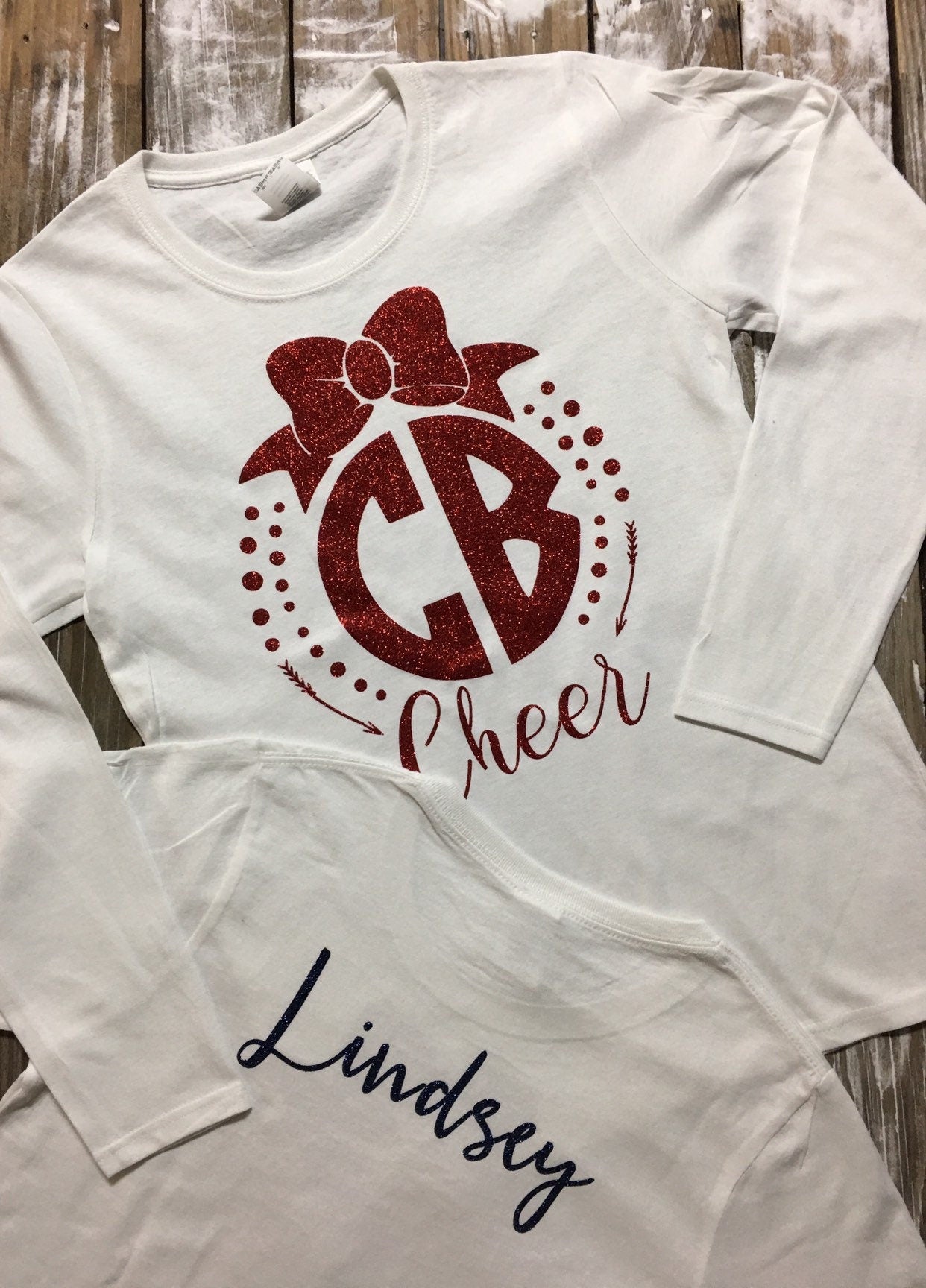 Customized Cheer shirt, Glitter ling sleeve cheer shirt