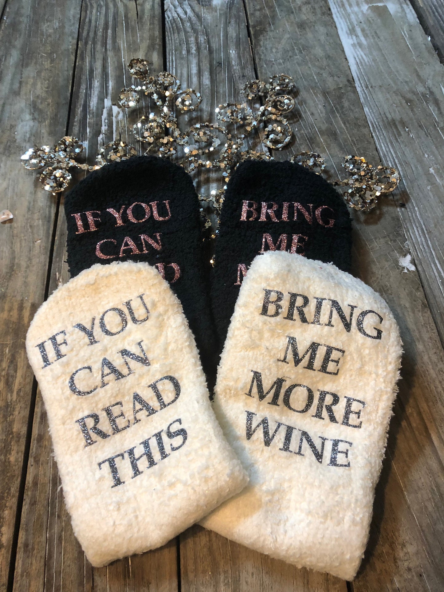 More wine socks, fuzzy socks bring me more wine