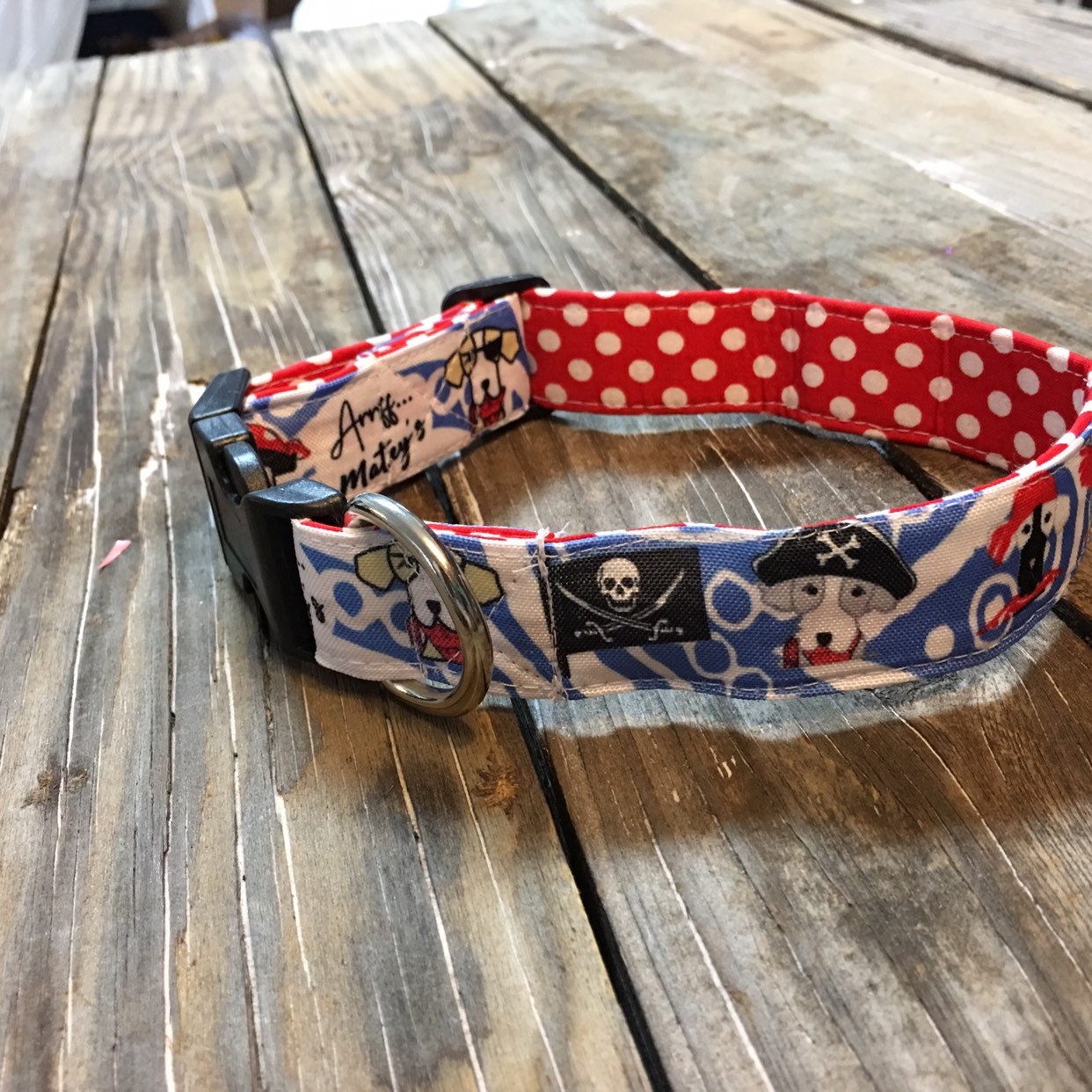 Dog collar pirate motif, printed dog collar pirate dogs