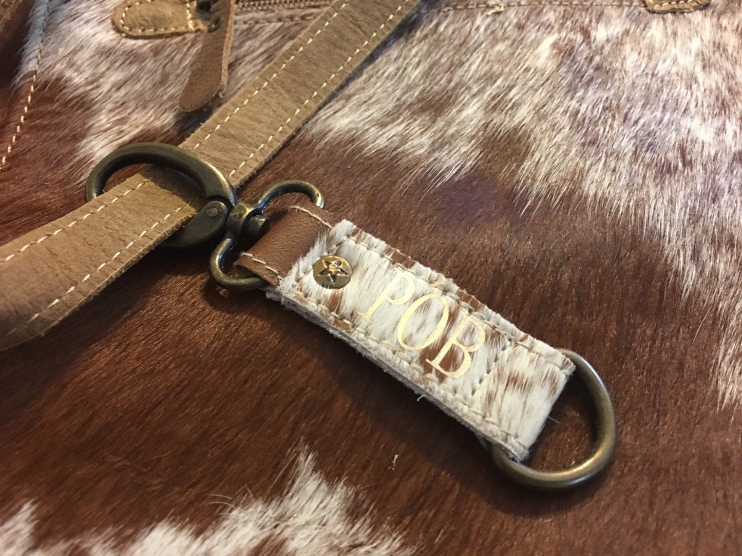 Personalized keychain, leather keyfob