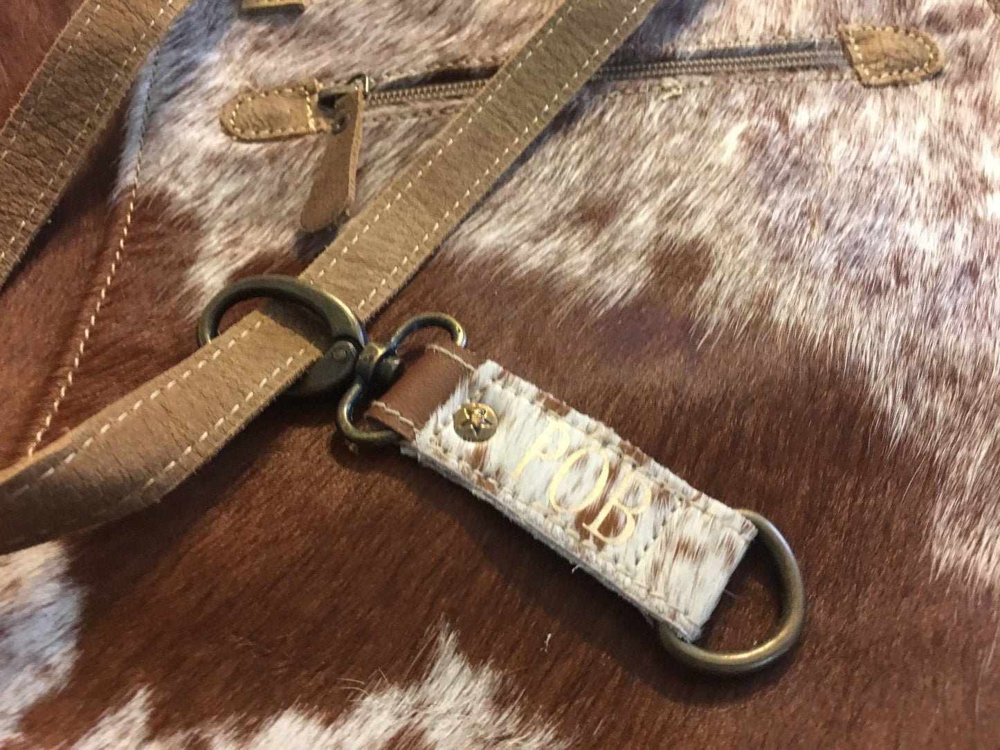 Personalized keychain, leather keyfob