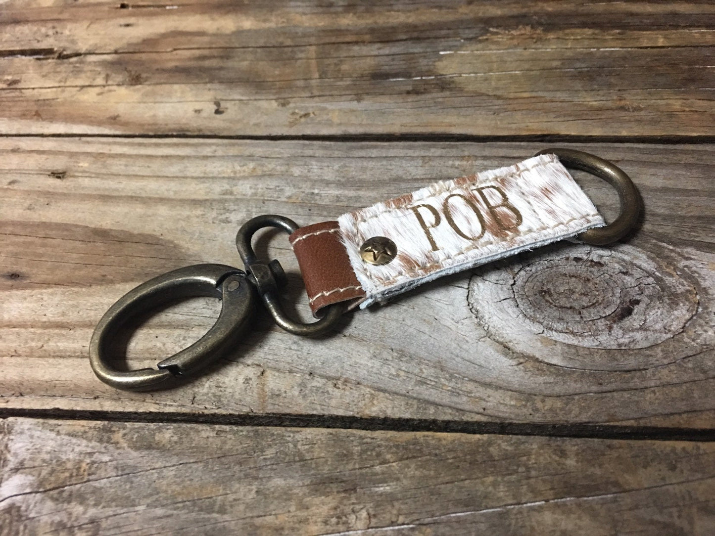 Personalized keychain, leather keyfob
