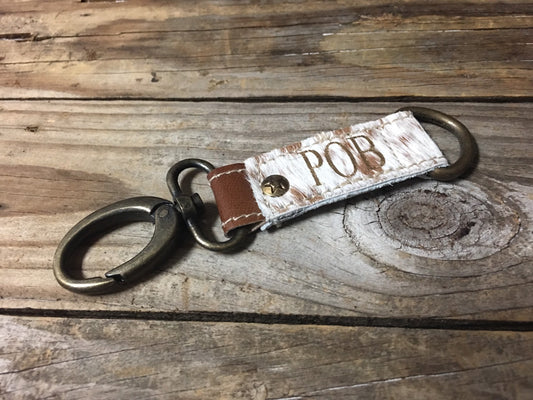 Personalized keychain, leather keyfob