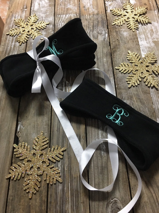 monogrammed head band, monogrammed  fleece headband, winter headband
