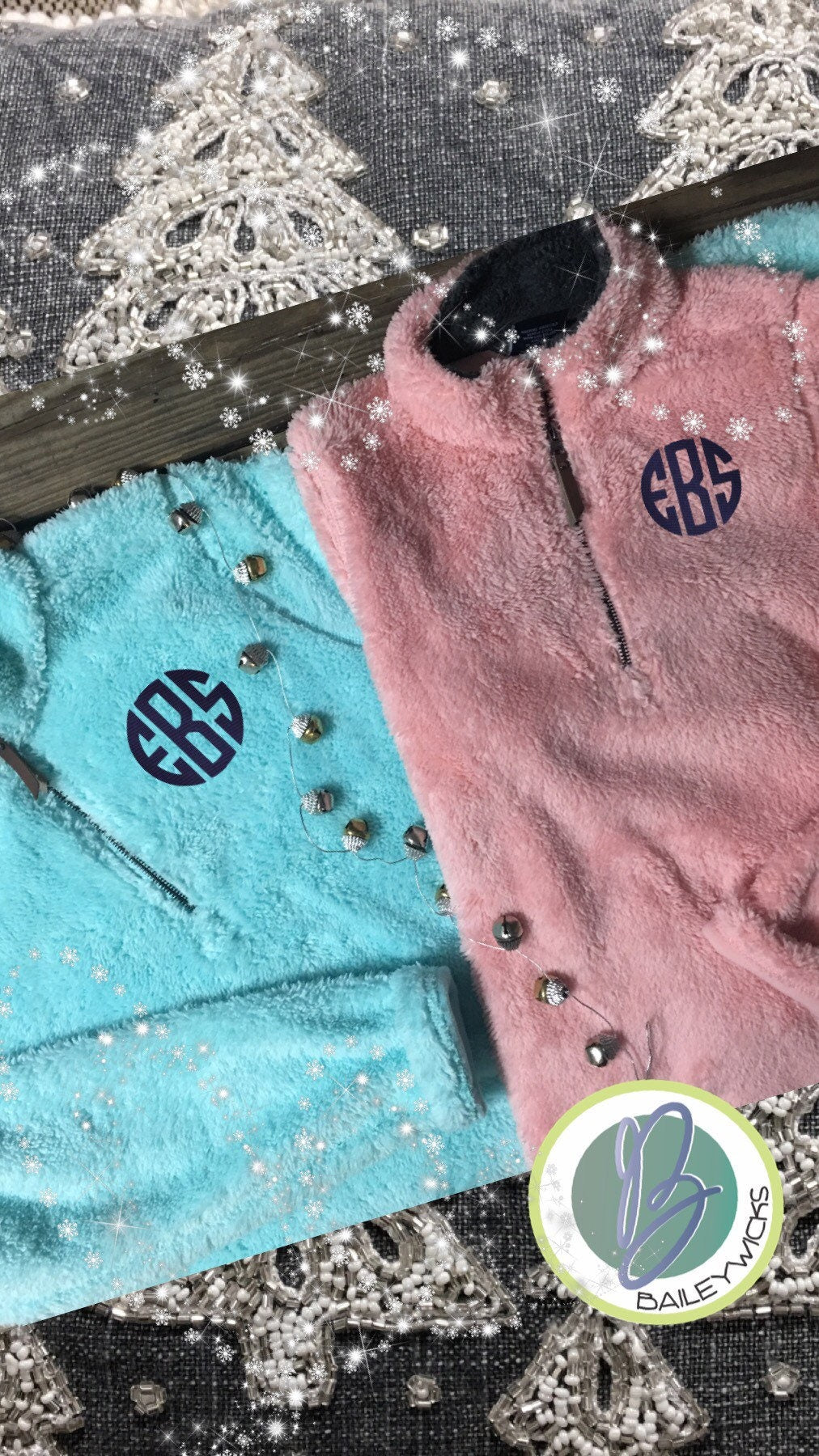 Sherpa fleece jacket, Charles River quarter zip jacket, monogrammed jacket