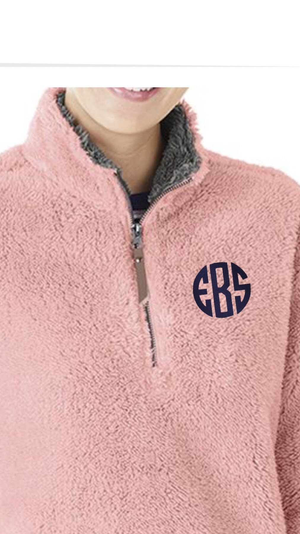 Sherpa fleece jacket, Charles River quarter zip jacket, monogrammed jacket