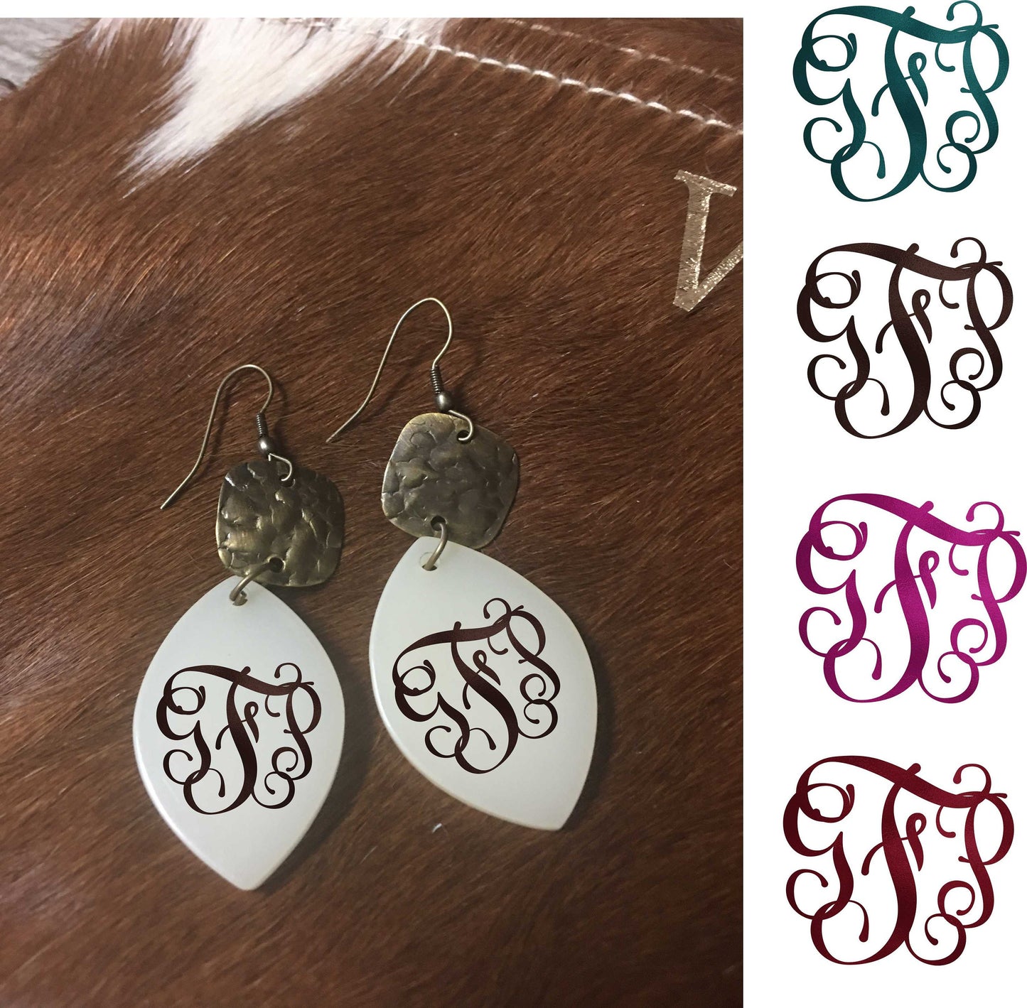 Monogrammed earrings, fairy drop monogrammed earrings