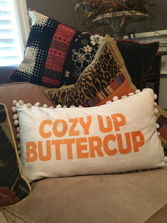 Fall decor pillow, cozy up buttercup pillow, fall pillow