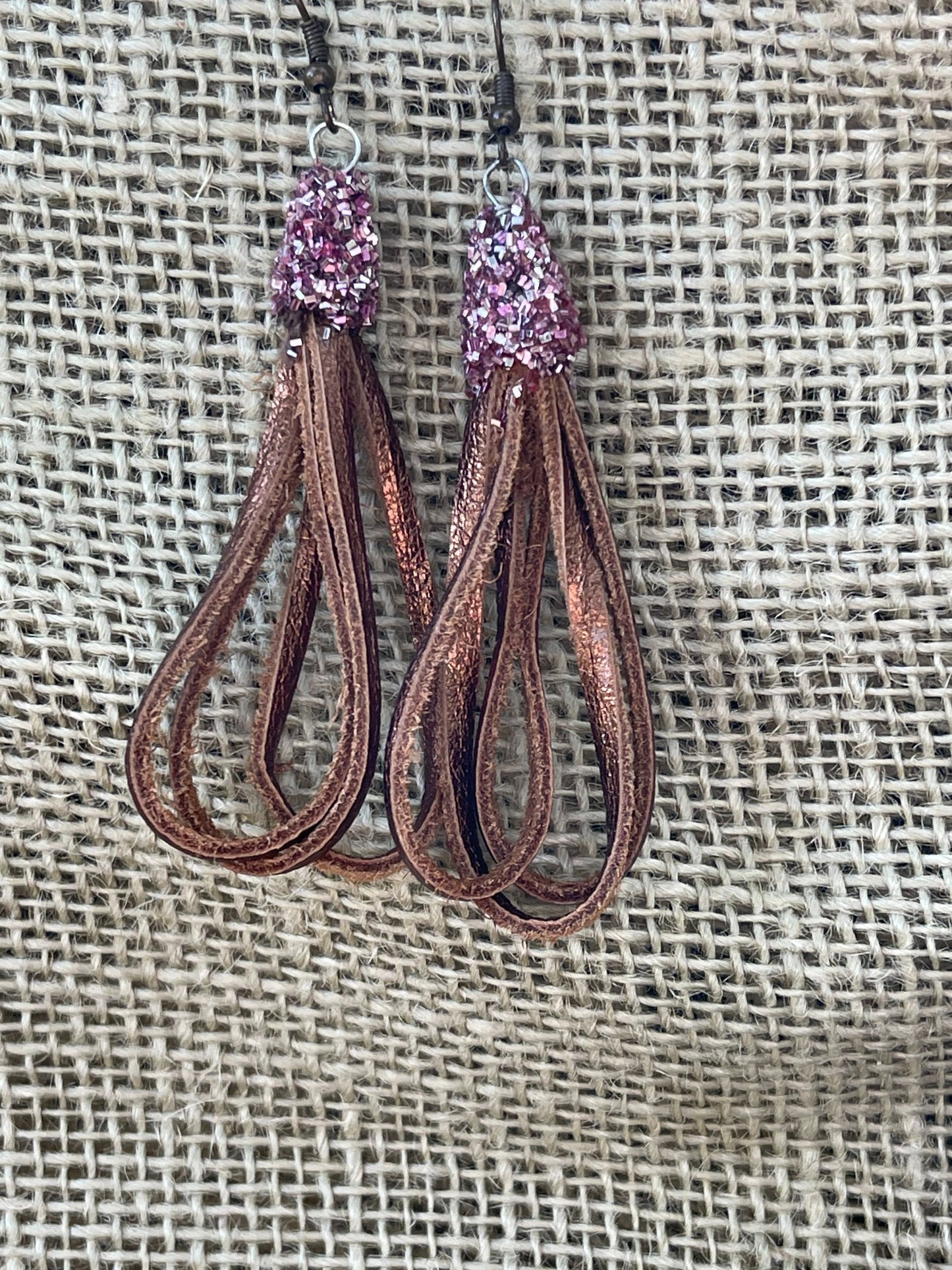 Metallic leather earrings,