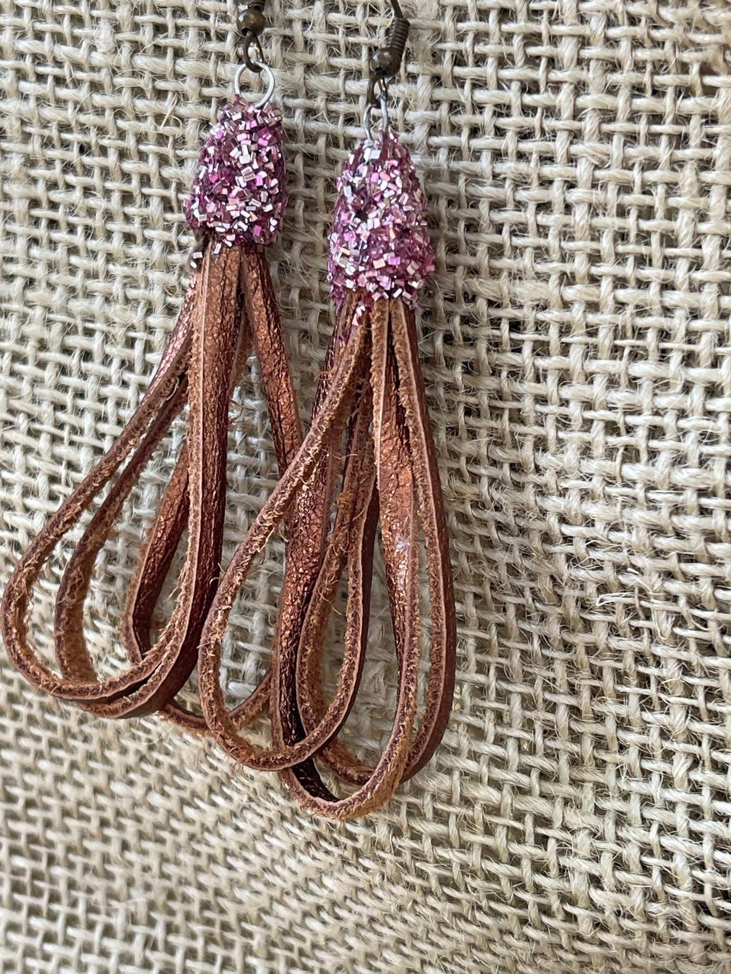 Metallic leather earrings,
