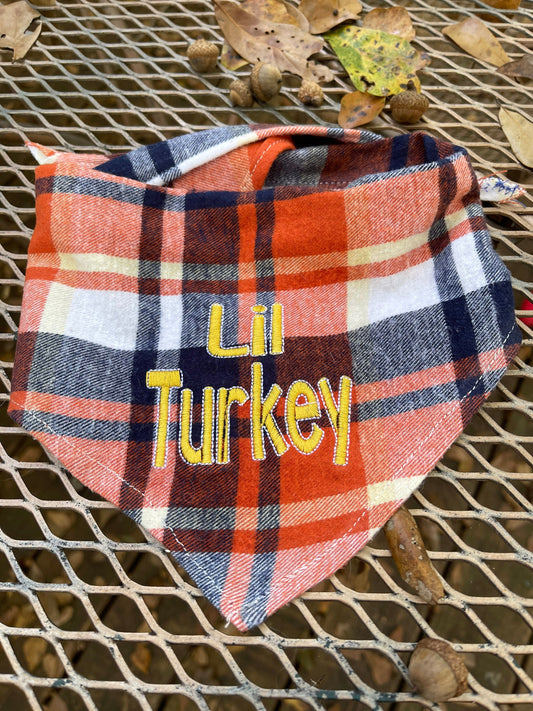 dog bandana fall plaid, Lil turkey dog bandana