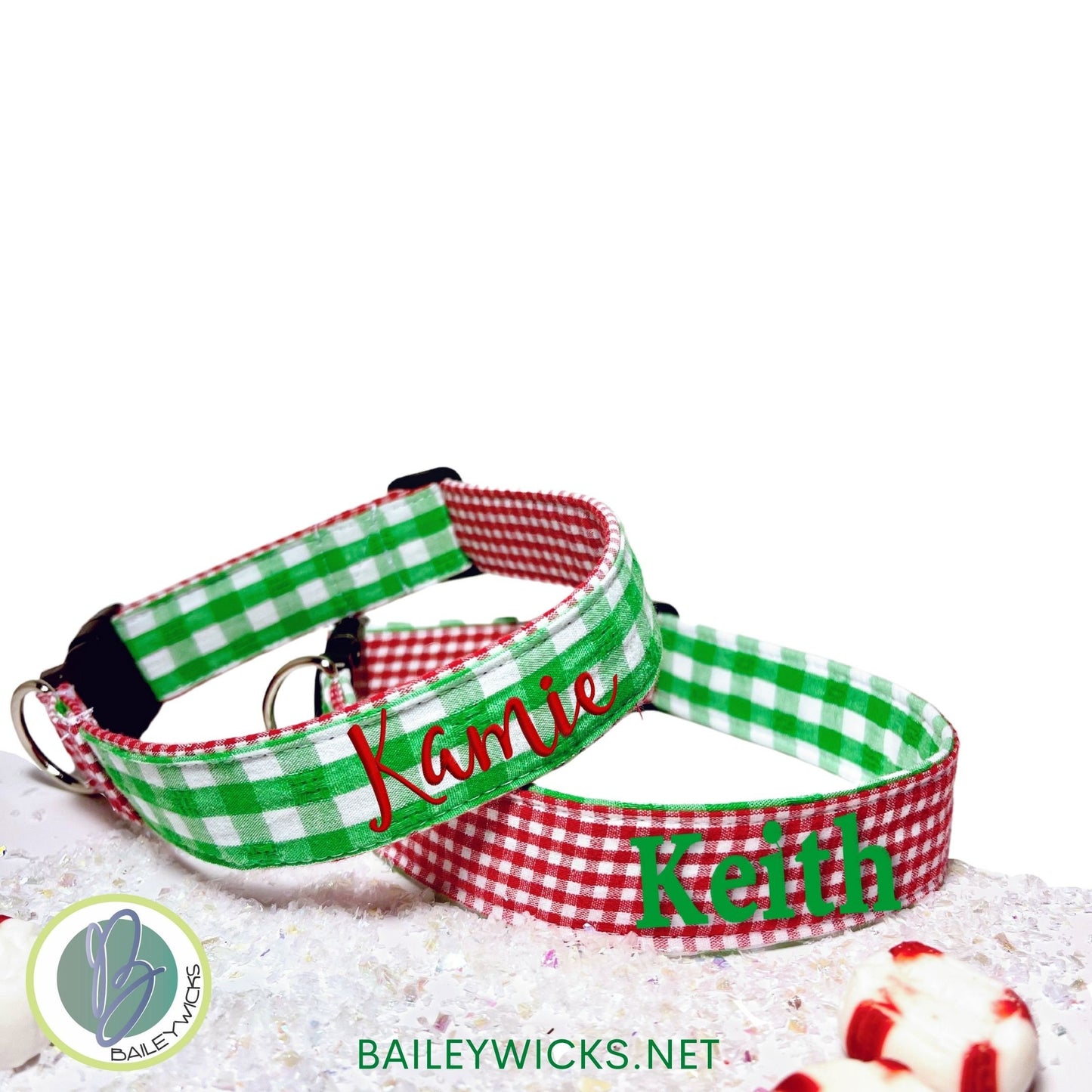 Dog collar red checked, Christmas Dog Collar