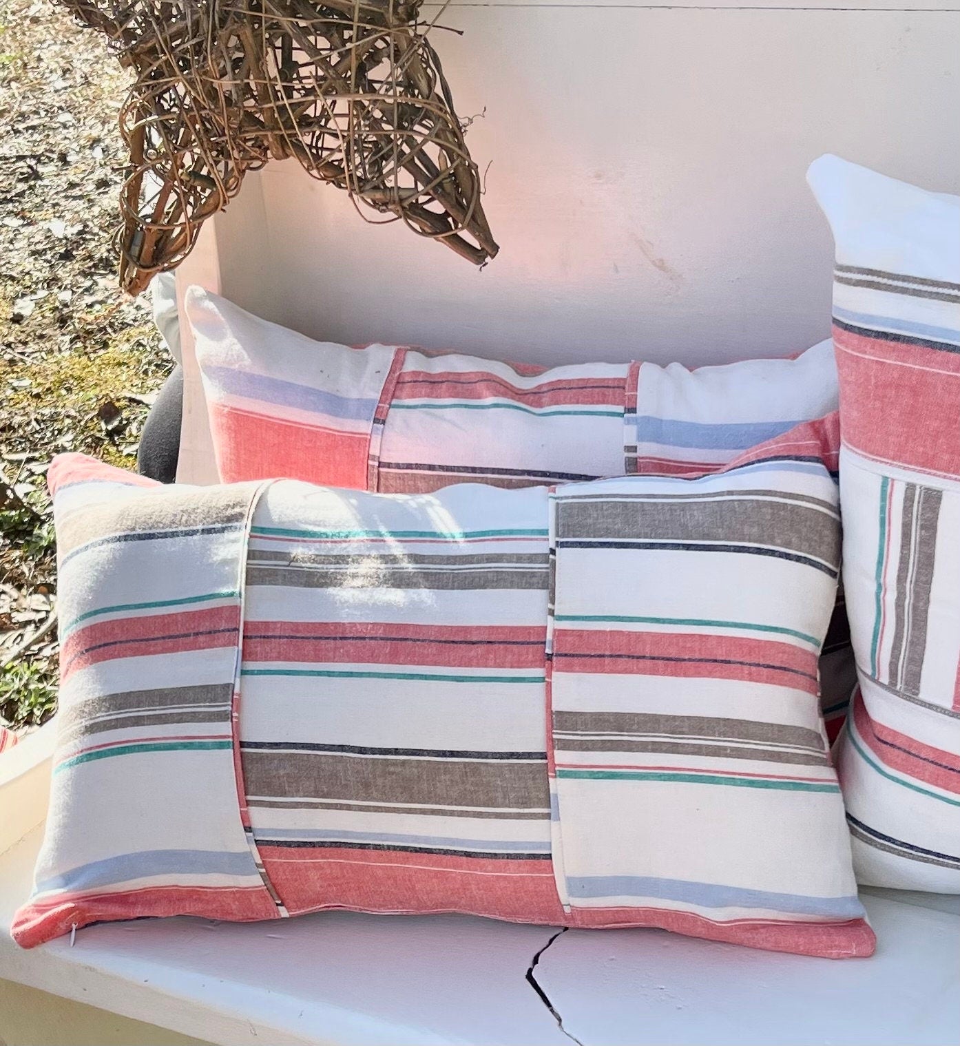 Cabana striped pillow, striped pillow, lake house pillow, beach house pillow, decorative pillow, home decor,