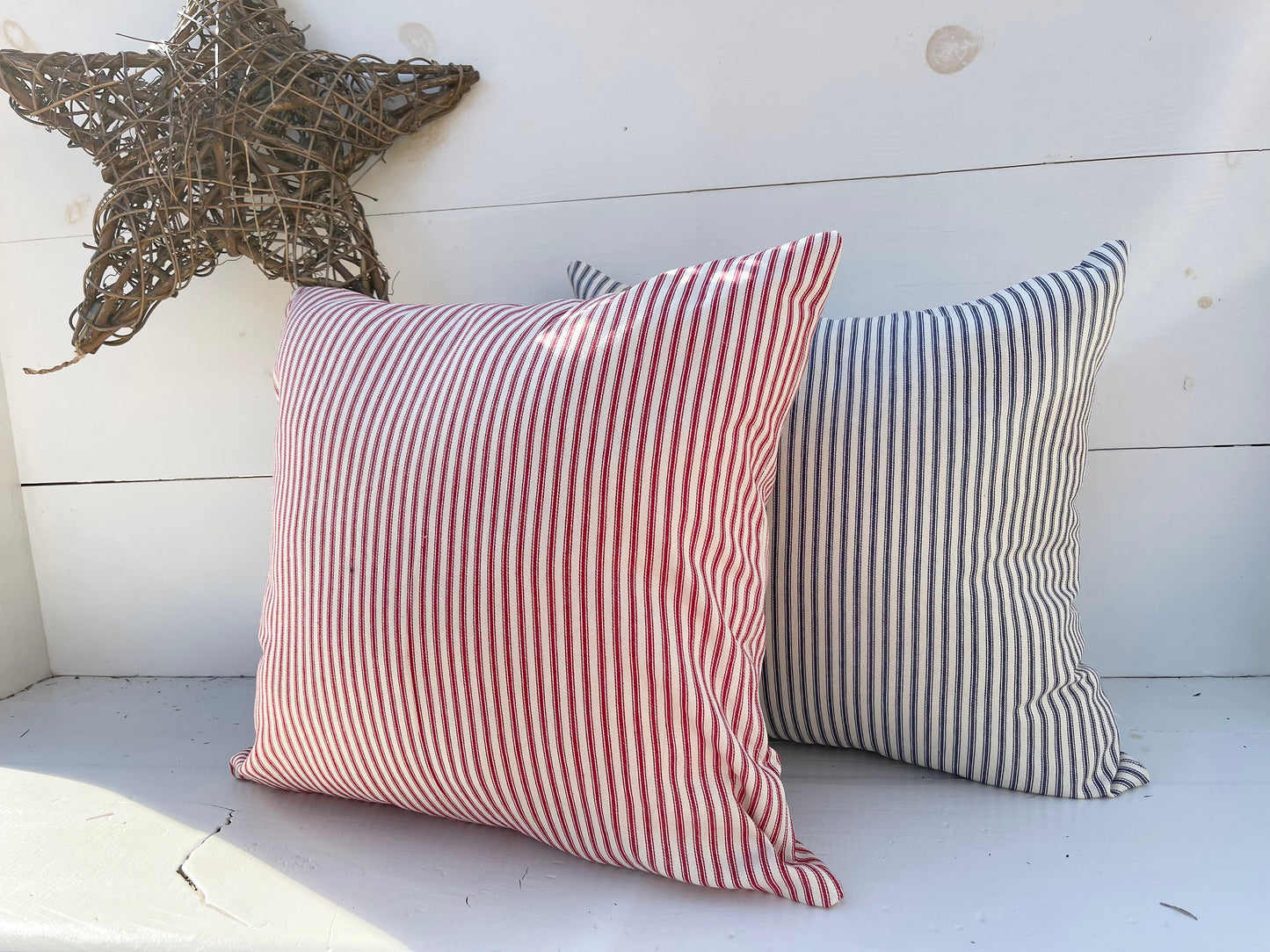 Ticking striped pillow cover, farmhouse pillow, striped pillow cover, decorative pillow, lake house pillow