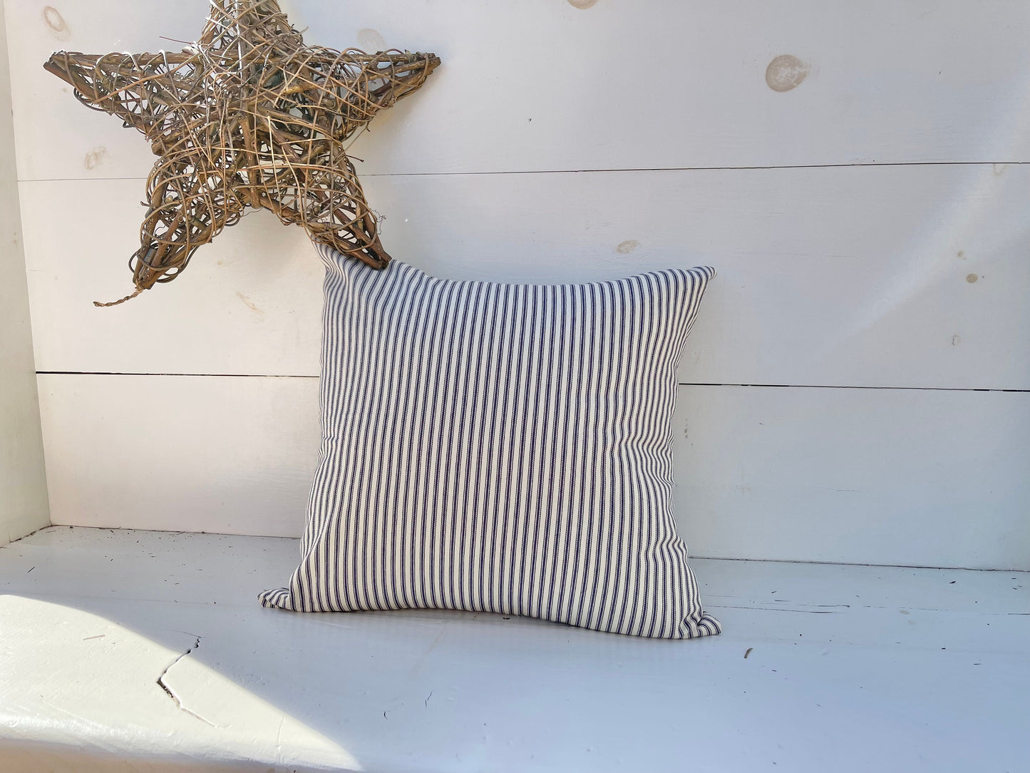 Ticking striped pillow cover, farmhouse pillow, striped pillow cover, decorative pillow, lake house pillow