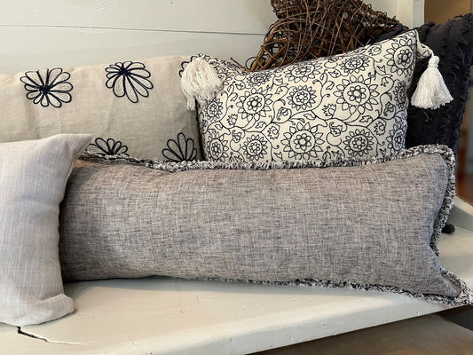 linen lumbar pillow cover, pepper slim lumbar pillow cover, home decor pillow cover, linen pillow cover