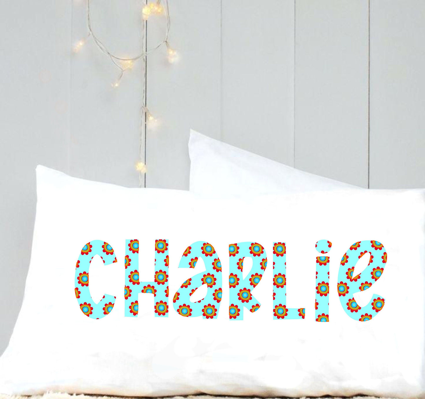 Personalized pillow case, Floral name pillow case