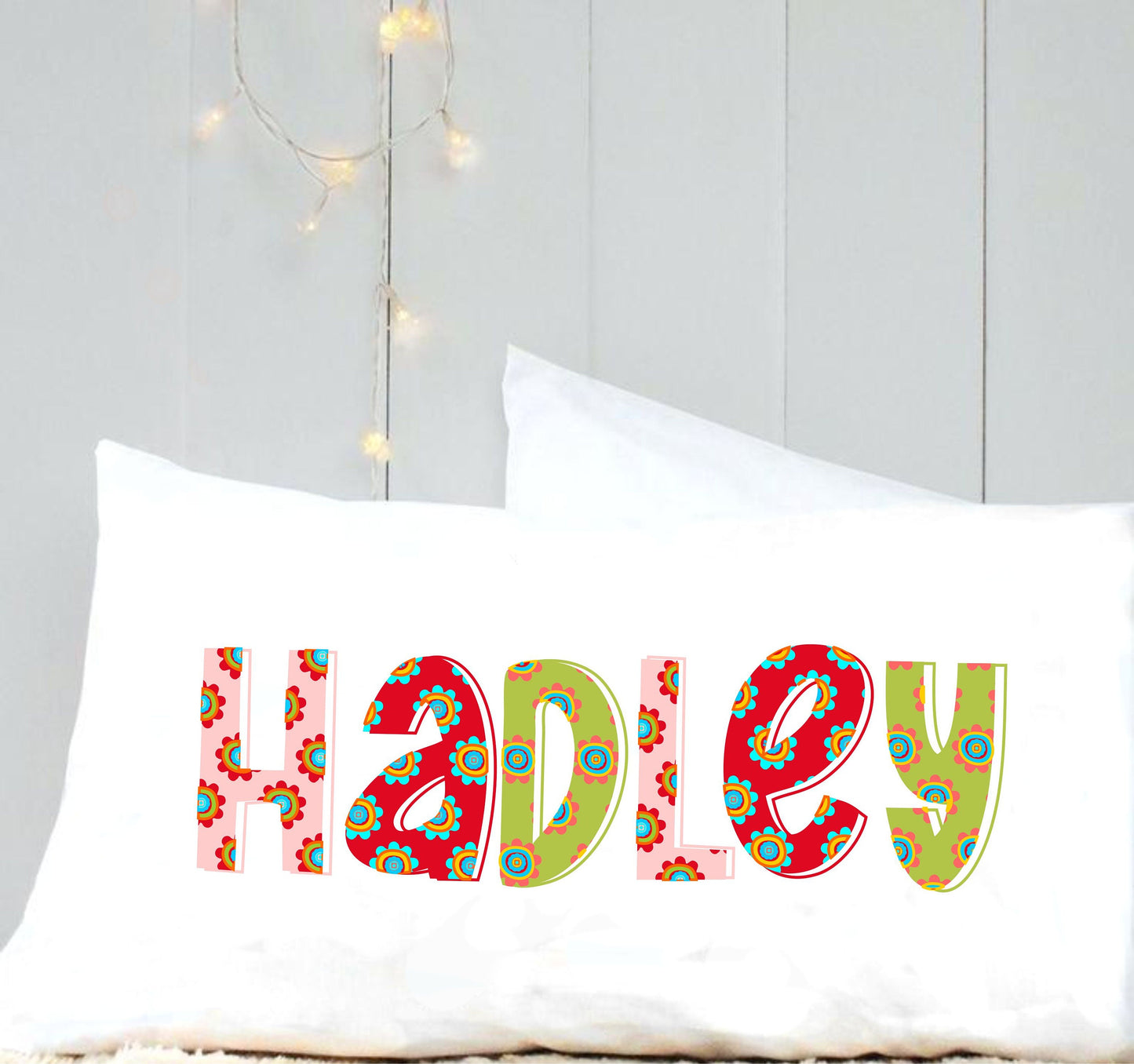 Personalized pillow case, Floral name pillow case