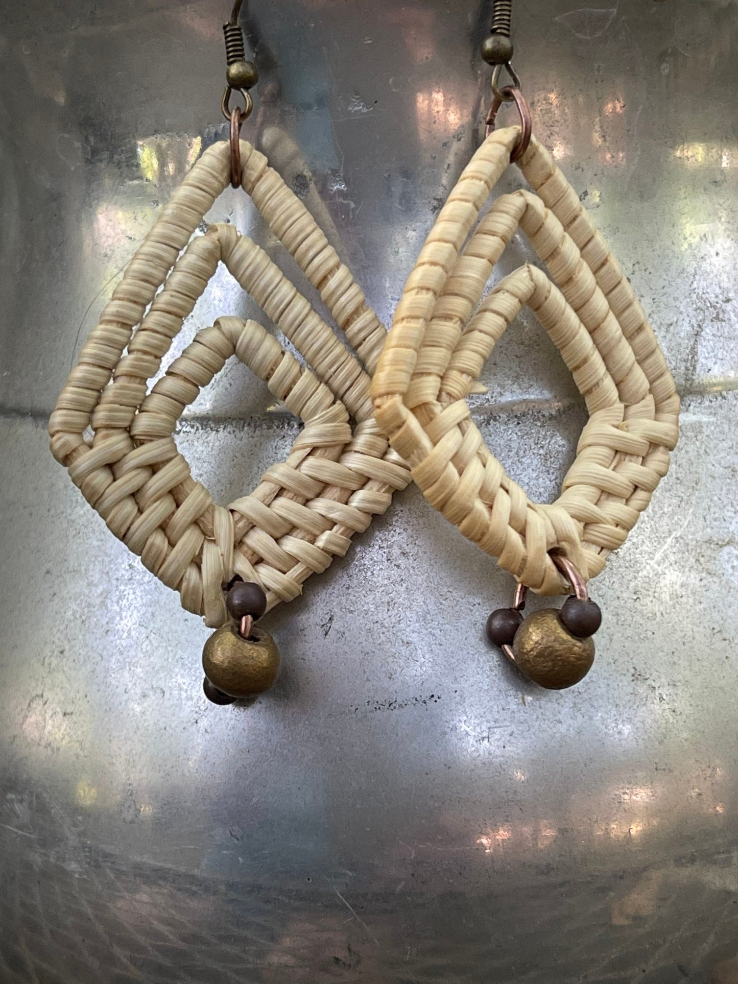 Rattan woven earrings