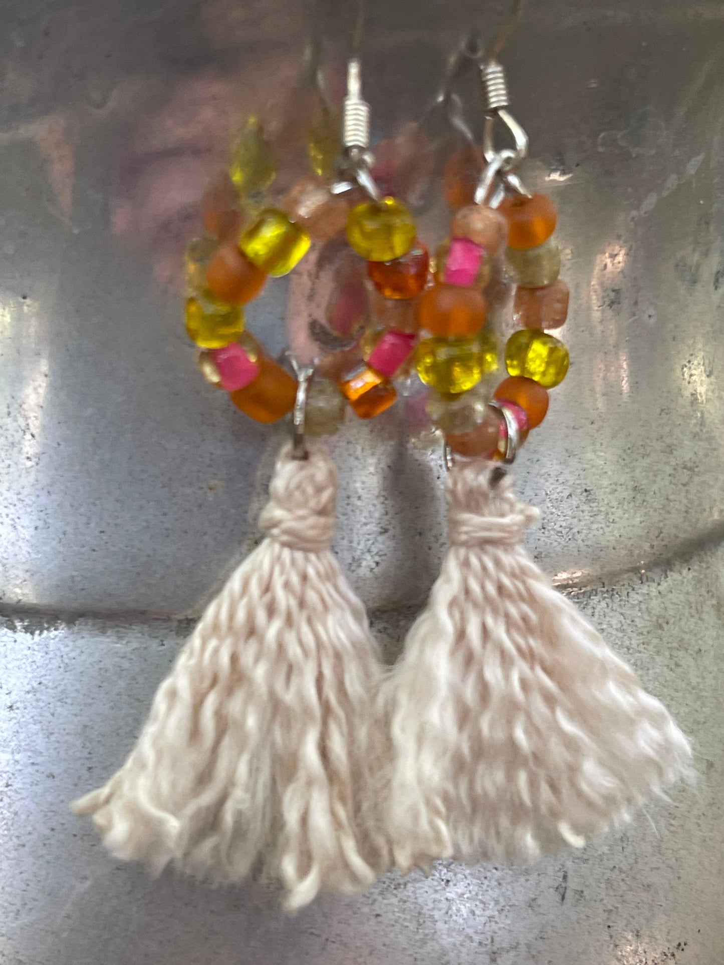 Beaded tassel earrings