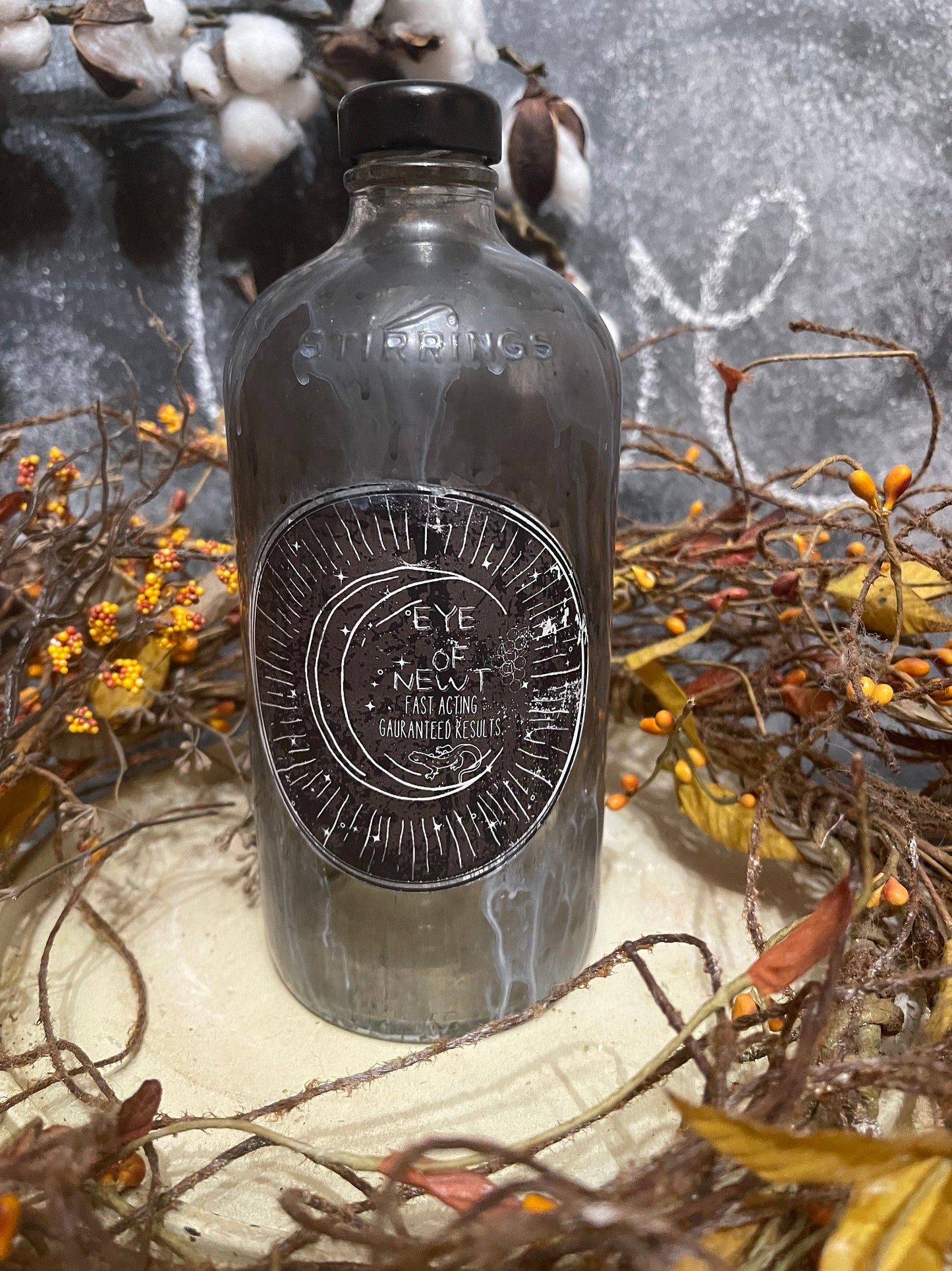 halloween bottle, Magic potion bottle, Witches brew bottle,Spider venom bottle, eye of newt bottle, Lighted bottle.