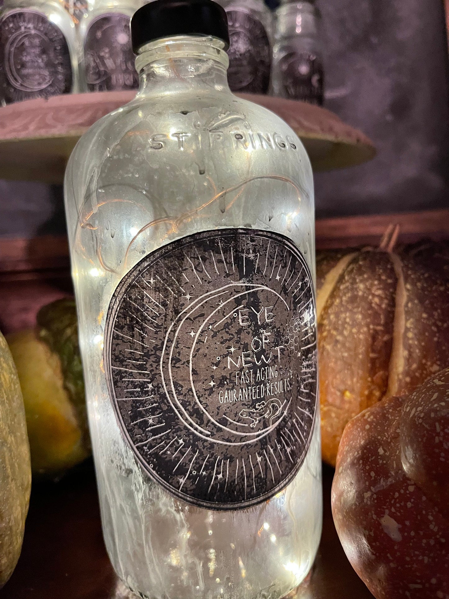 halloween bottle, Magic potion bottle, Witches brew bottle,Spider venom bottle, eye of newt bottle, Lighted bottle.