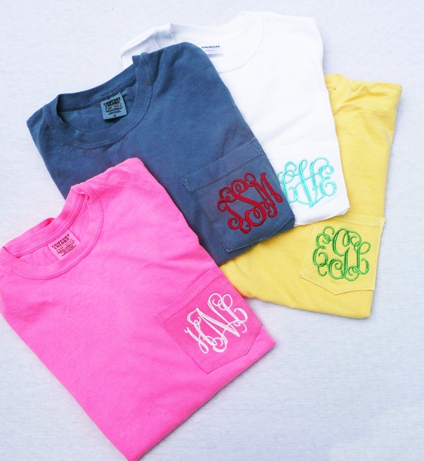 comfort colors t-shirt, personalized pocket t-shirt, monogrammed pocket t shirt,