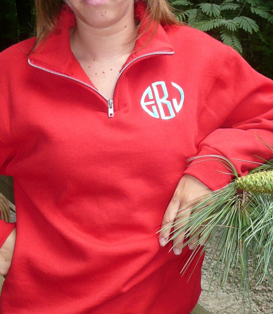 personalized sweatshirt, quarter zip sweatshirt monogrammed