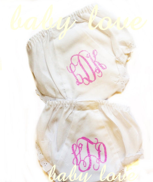Monogrammed diaper cover, glitter monogrammed diaper cover