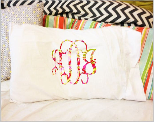 Monogrammed pillow case, lilly inspired monogram