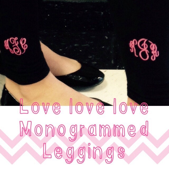 Monogrammed leggings, black monogrammed leggings extra long black leggings