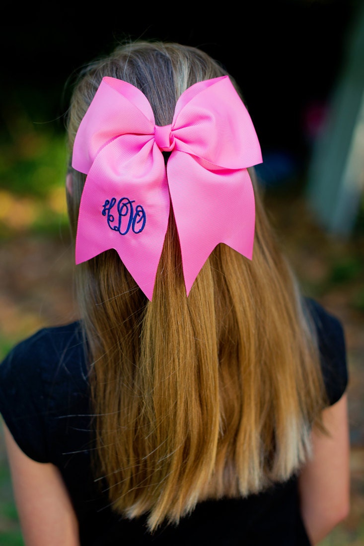 Monogrammed hair bow, girls hair bow