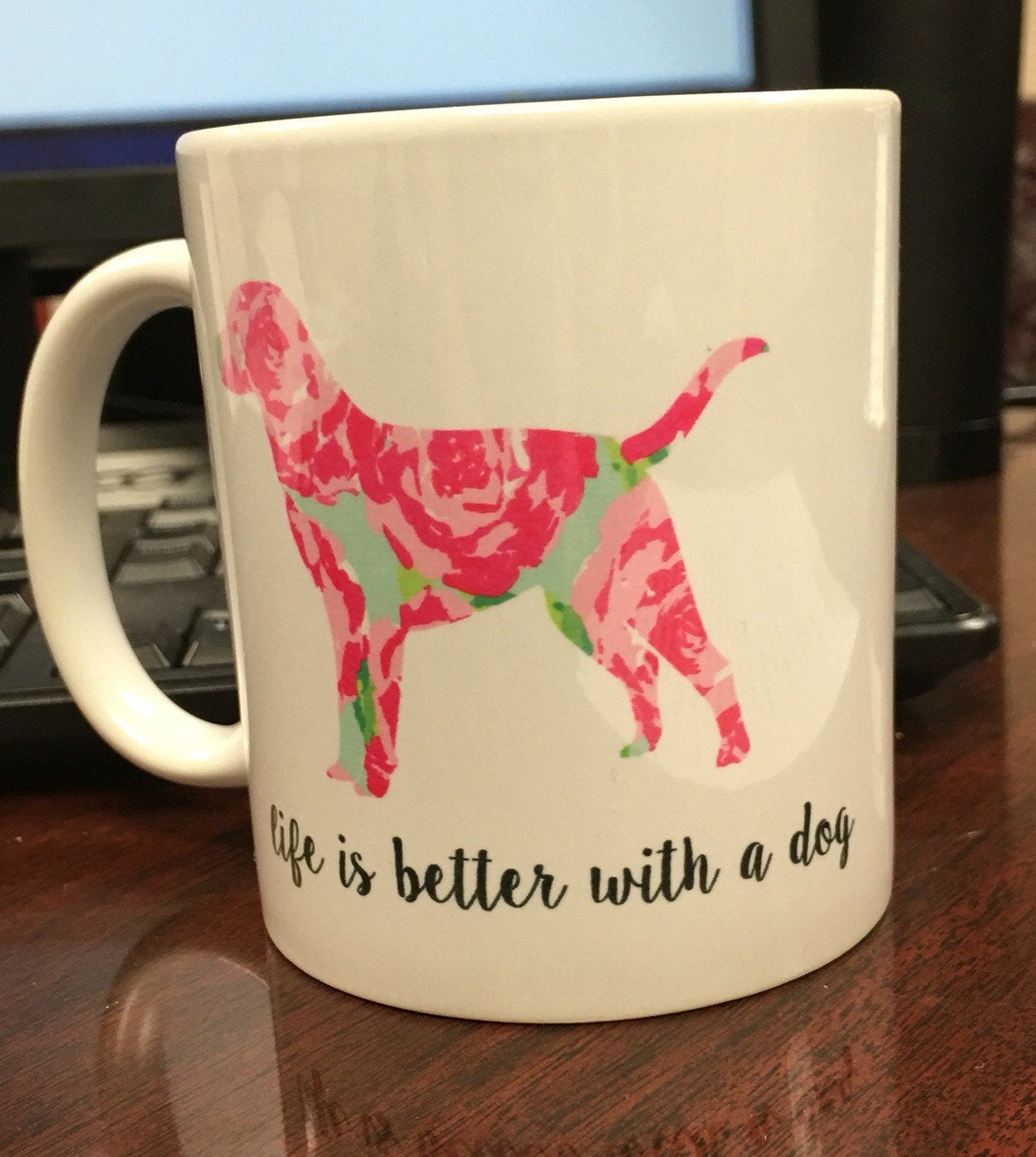 personalized coffee mug, life is better with a dog.