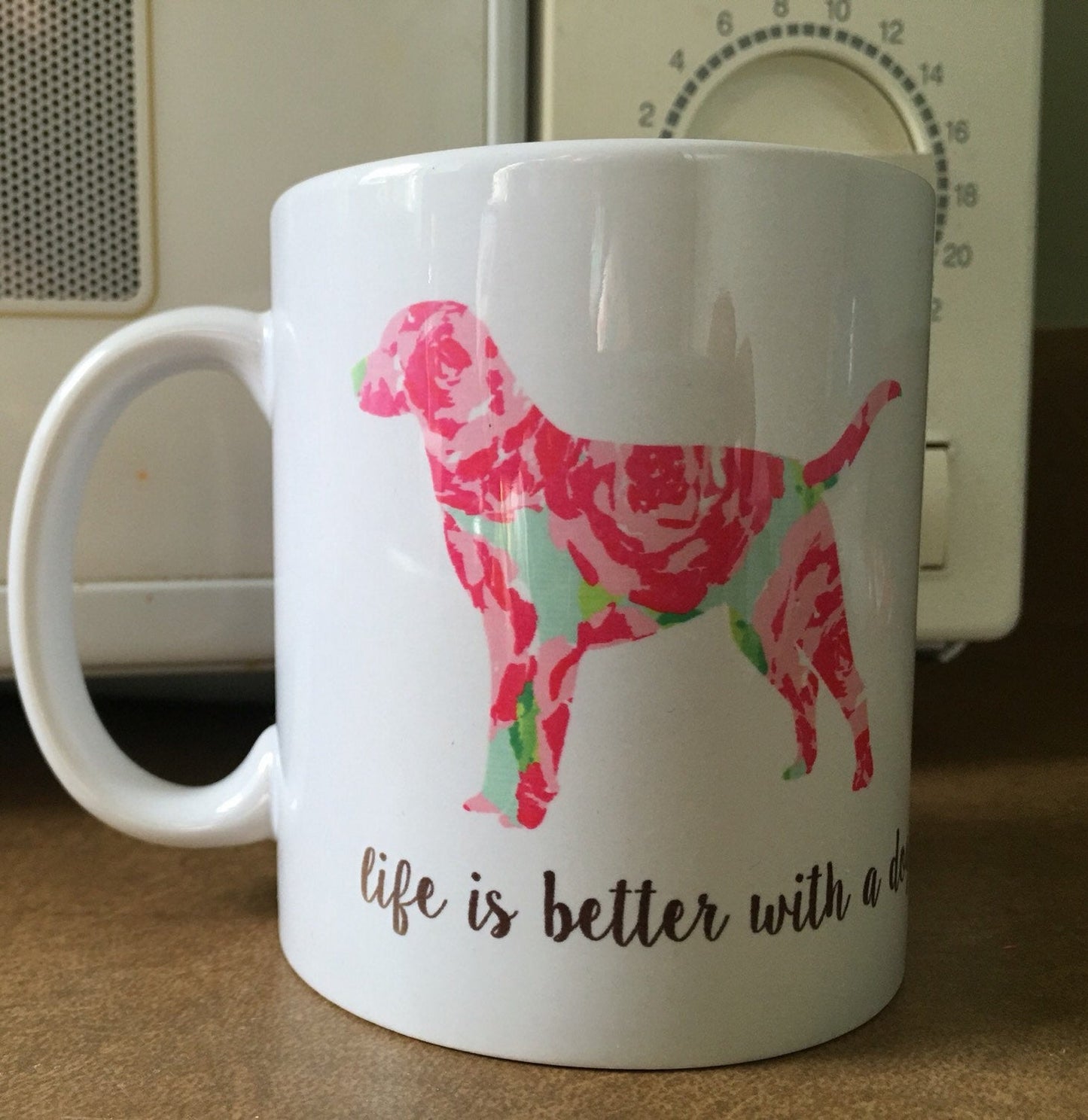 personalized coffee mug, life is better with a dog.